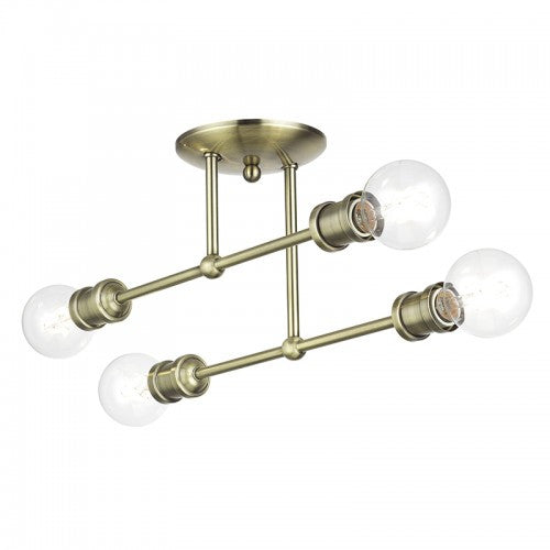 Livex Lighting Delacroix 4 Light Antique Brass Large Semi-Flush 47176-01