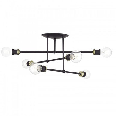 Livex Lighting Delacroix 6 Light Bronze Extra Large Semi-Flush with Antique Brass Accents 47178-07