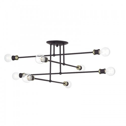 Livex Lighting Delacroix 8 Light Bronze Extra Large Semi-Flush with Antique Brass Accents 47179-07