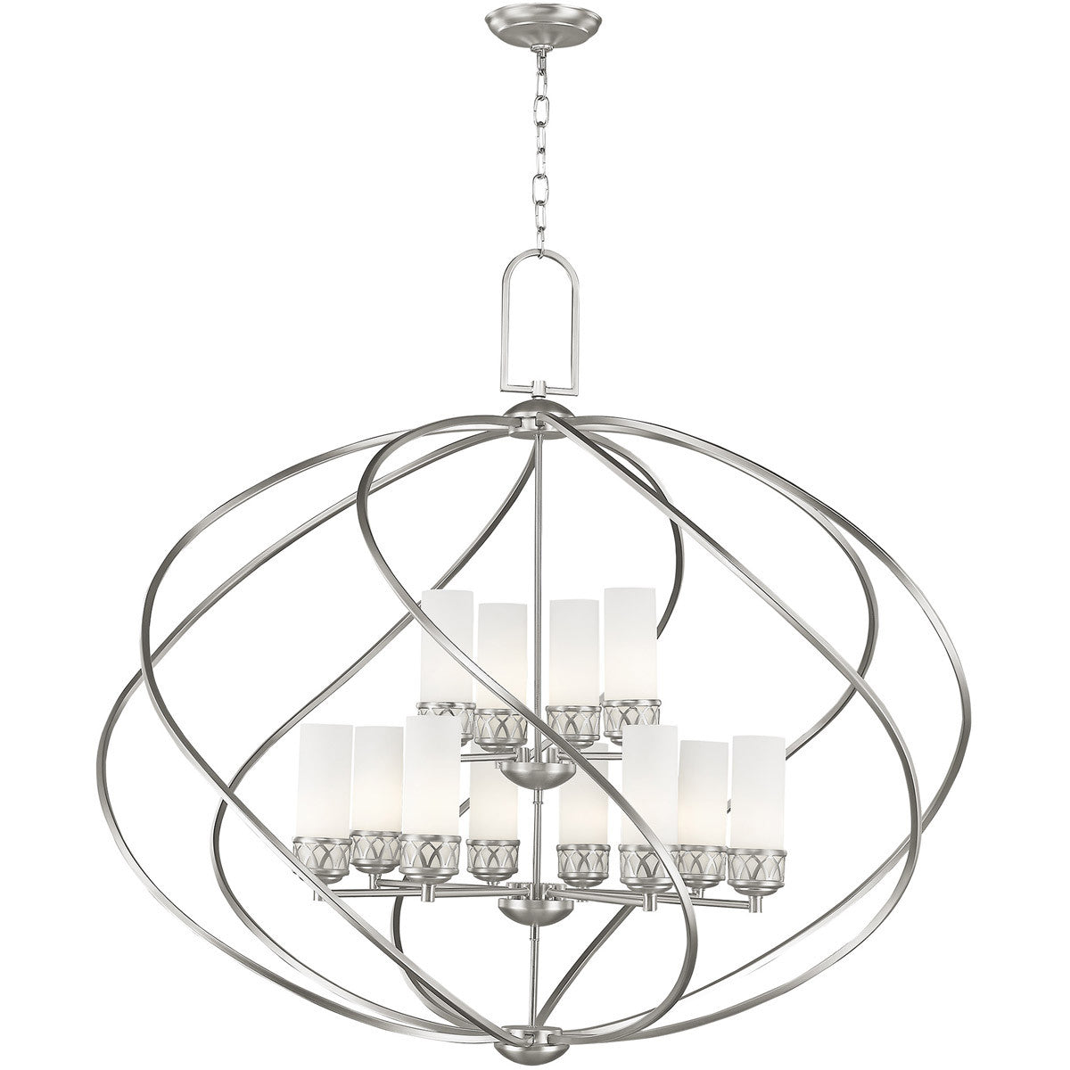 Livex Lighting Westfield Collection 8 Light + 4 Light BN Foyer Chandelier in Brushed Nickel 47199-91