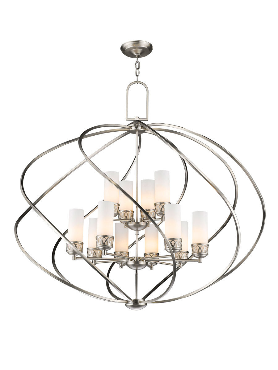 Livex Lighting Westfield Collection 8 Light + 4 Light BN Foyer Chandelier in Brushed Nickel 47199-91