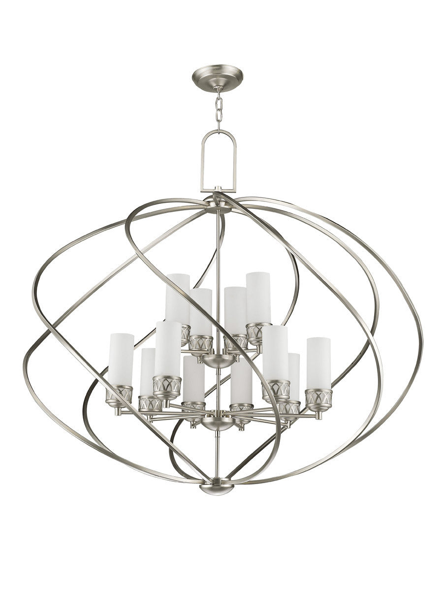 Livex Lighting Westfield Collection 8 Light + 4 Light BN Foyer Chandelier in Brushed Nickel 47199-91