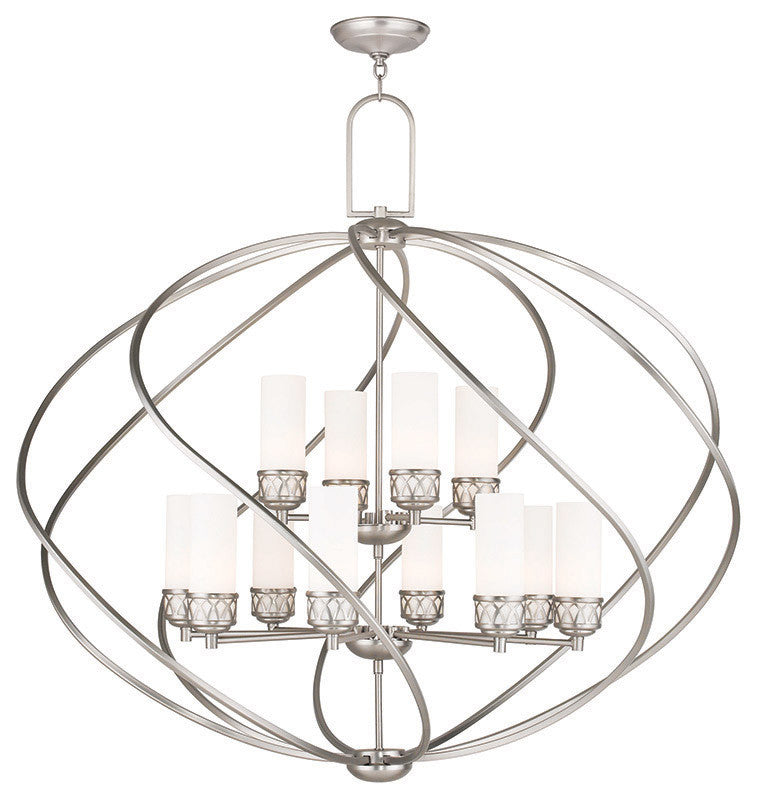 Livex Lighting Westfield Collection 8 Light + 4 Light BN Foyer Chandelier in Brushed Nickel 47199-91