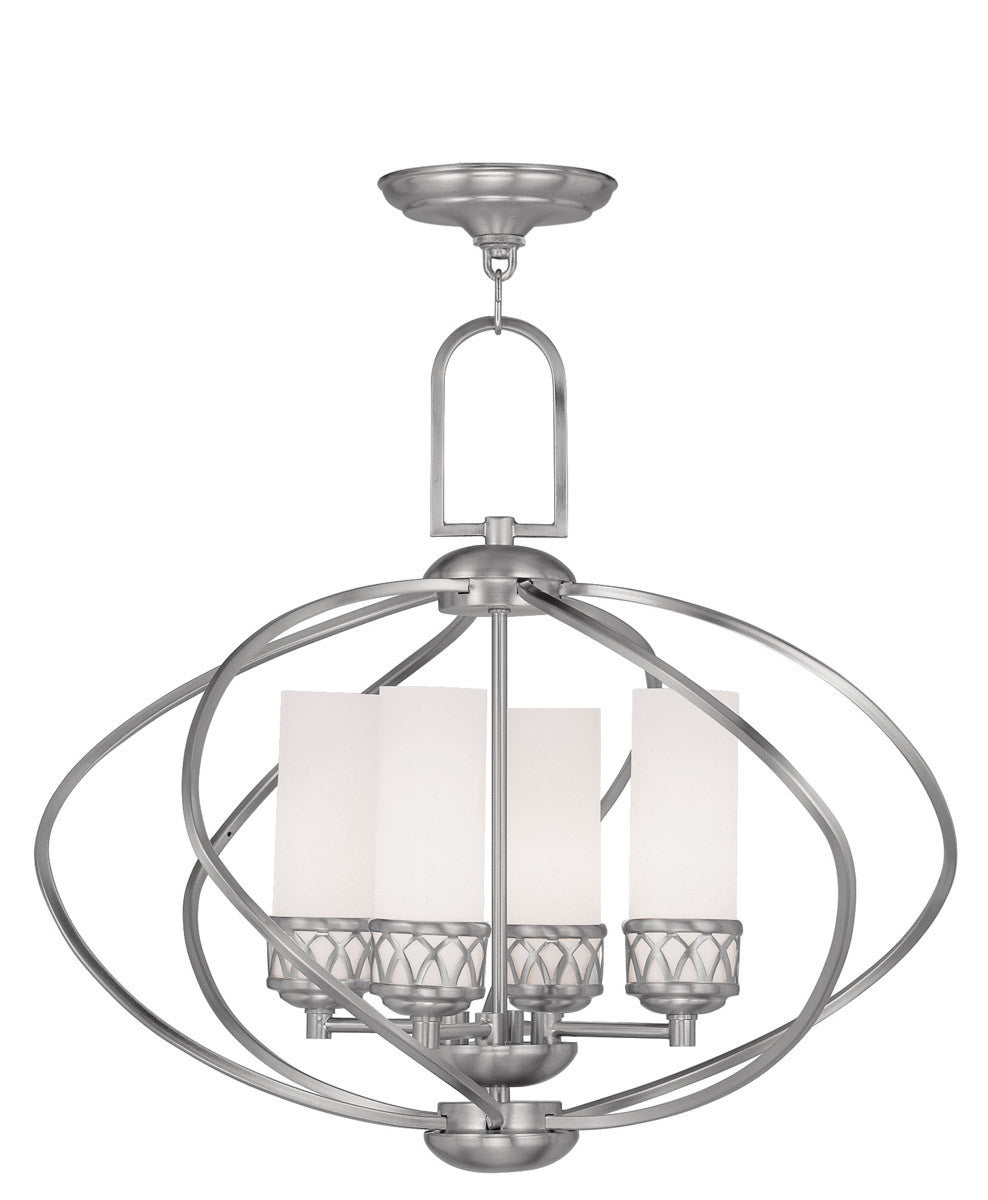 Livex Lighting Westfield Collection 4 Light Brushed Nickel Chandelier in Brushed Nickel 4724-91