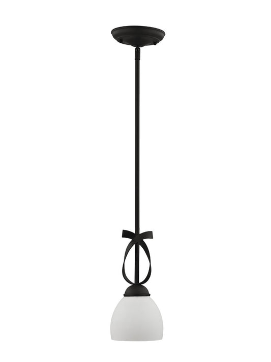 Livex Lighting Brookside Collection 1 Light Black Mini Pendant in Black 4750-04