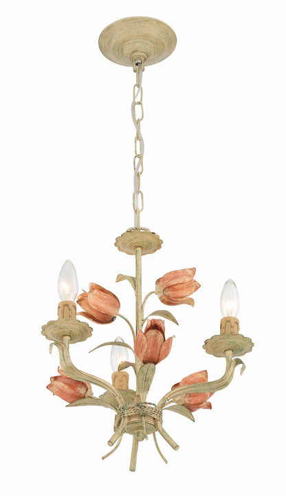 Crystorama Southport 3 Light Sage Rose Mini Chandelier 4803-SR