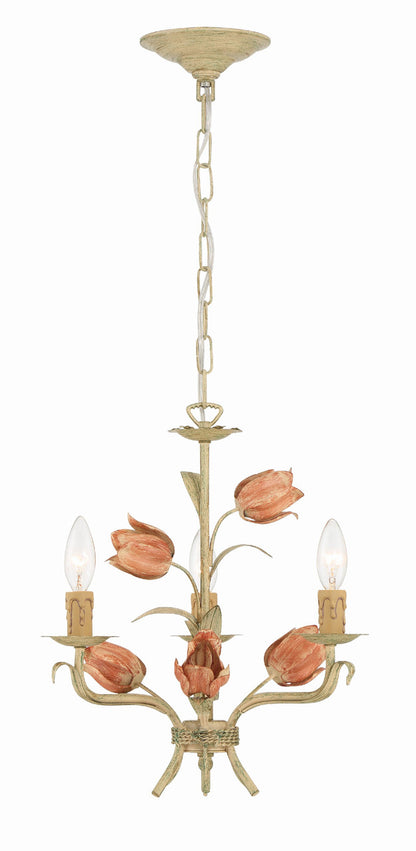 Crystorama Southport 3 Light Sage Rose Mini Chandelier 4803-SR