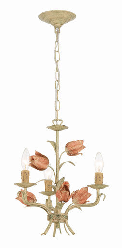 Crystorama Southport 3 Light Sage Rose Mini Chandelier 4803-SR