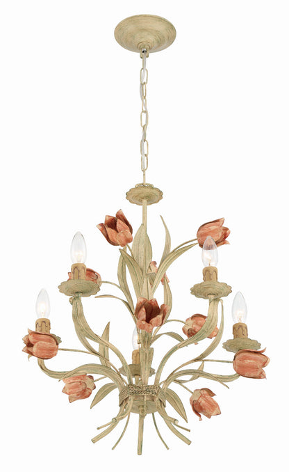 Crystorama Southport 5 Light Sage Rose Chandelier 4805-SR