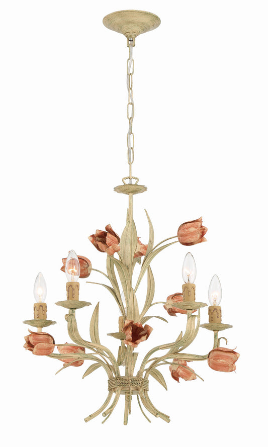 Crystorama Southport 5 Light Sage Rose Chandelier 4805-SR