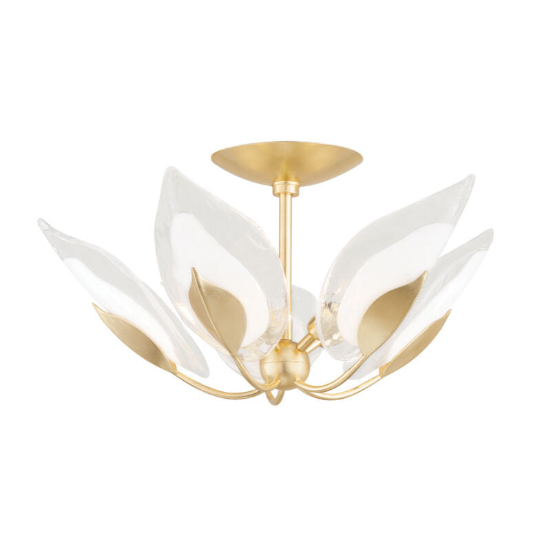 Hudson Valley Lighting Blossom Semi Flush in Gold Leaf 4805-GL