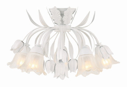 Crystorama Southport 5 Light Wet White Floral Ceiling Mount 4810-WW