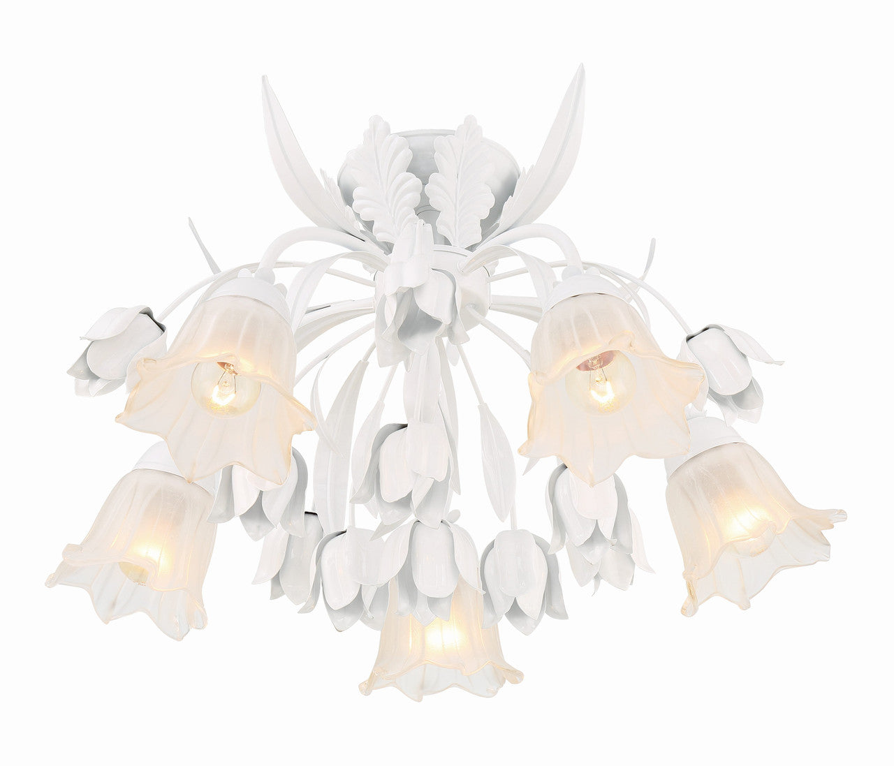 Crystorama Southport 5 Light Wet White Floral Ceiling Mount 4810-WW