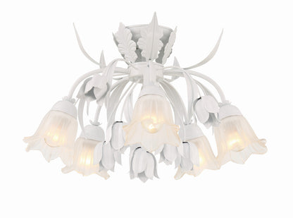 Crystorama Southport 5 Light Wet White Floral Ceiling Mount 4810-WW