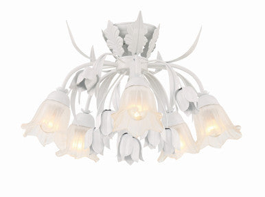 Crystorama Southport 5 Light Wet White Floral Ceiling Mount 4810-WW