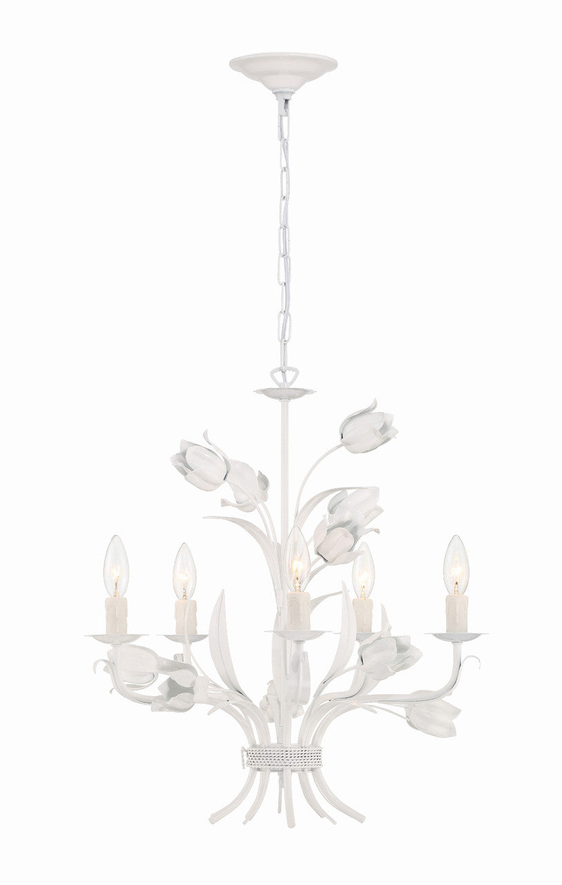 Crystorama Southport 5 Light Wet White Chandelier 4815-WW