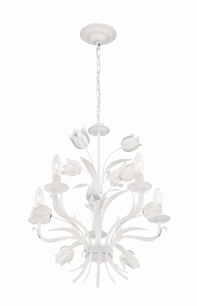 Crystorama Southport 5 Light Wet White Chandelier 4815-WW