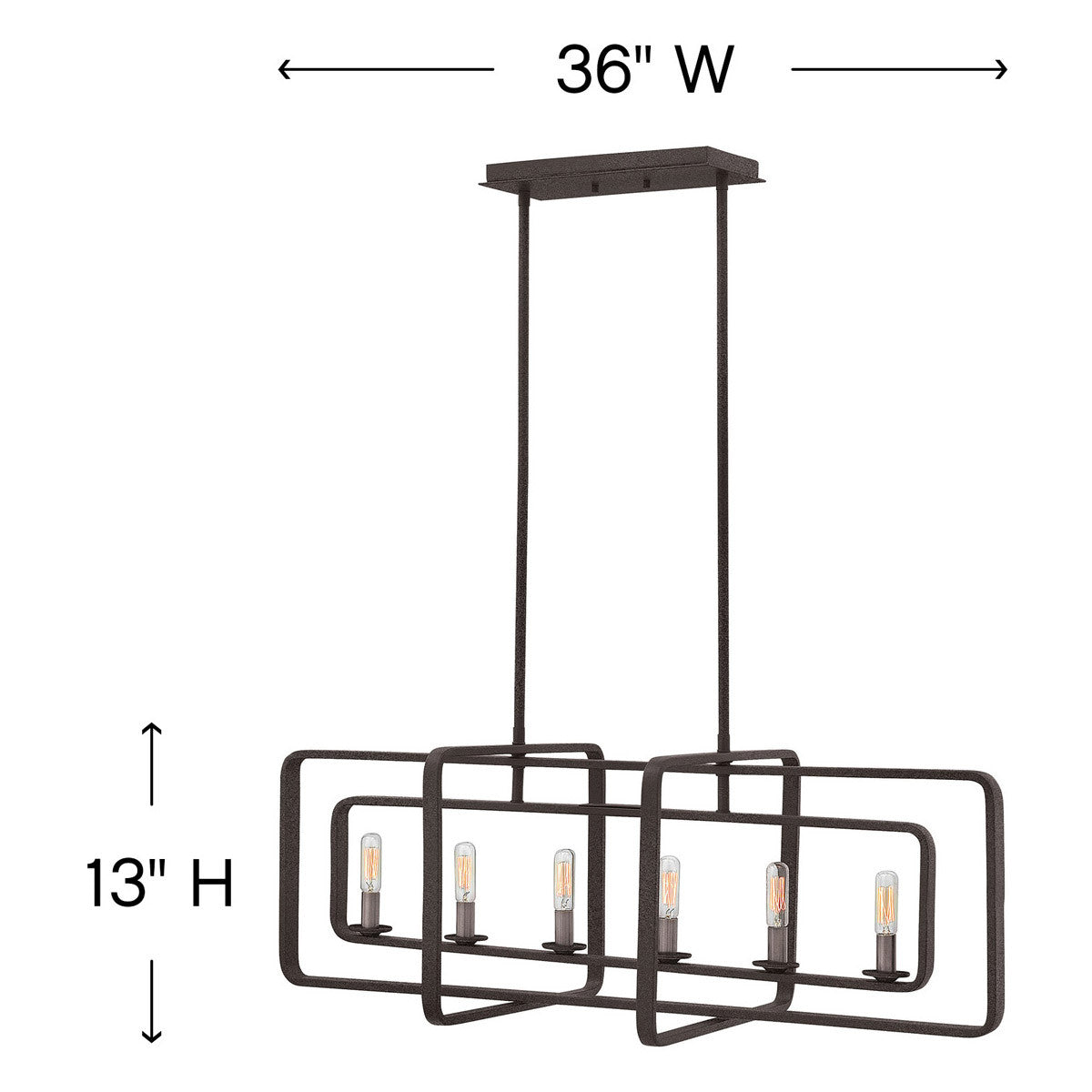 Hinkley Lighting Quentin Six Light Linear Aged Zinc 4815DZ