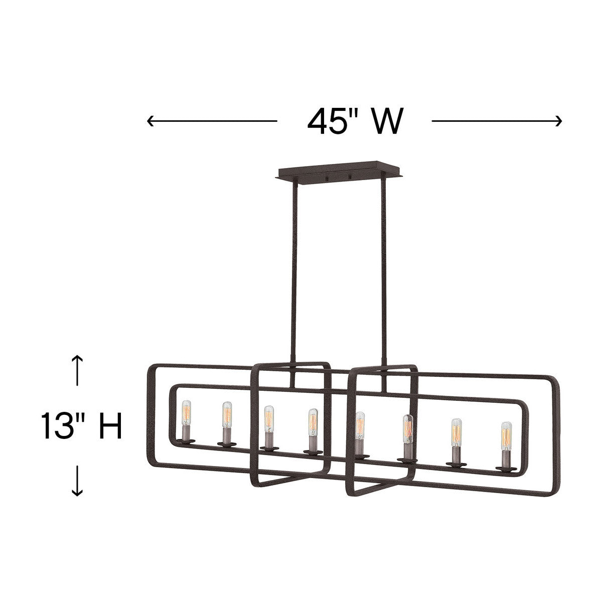 Hinkley Lighting Quentin Eight Light Linear Aged Zinc 4818DZ