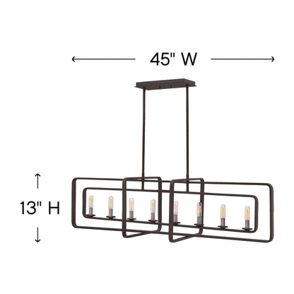 Hinkley Lighting Quentin Eight Light Linear Aged Zinc 4818DZ