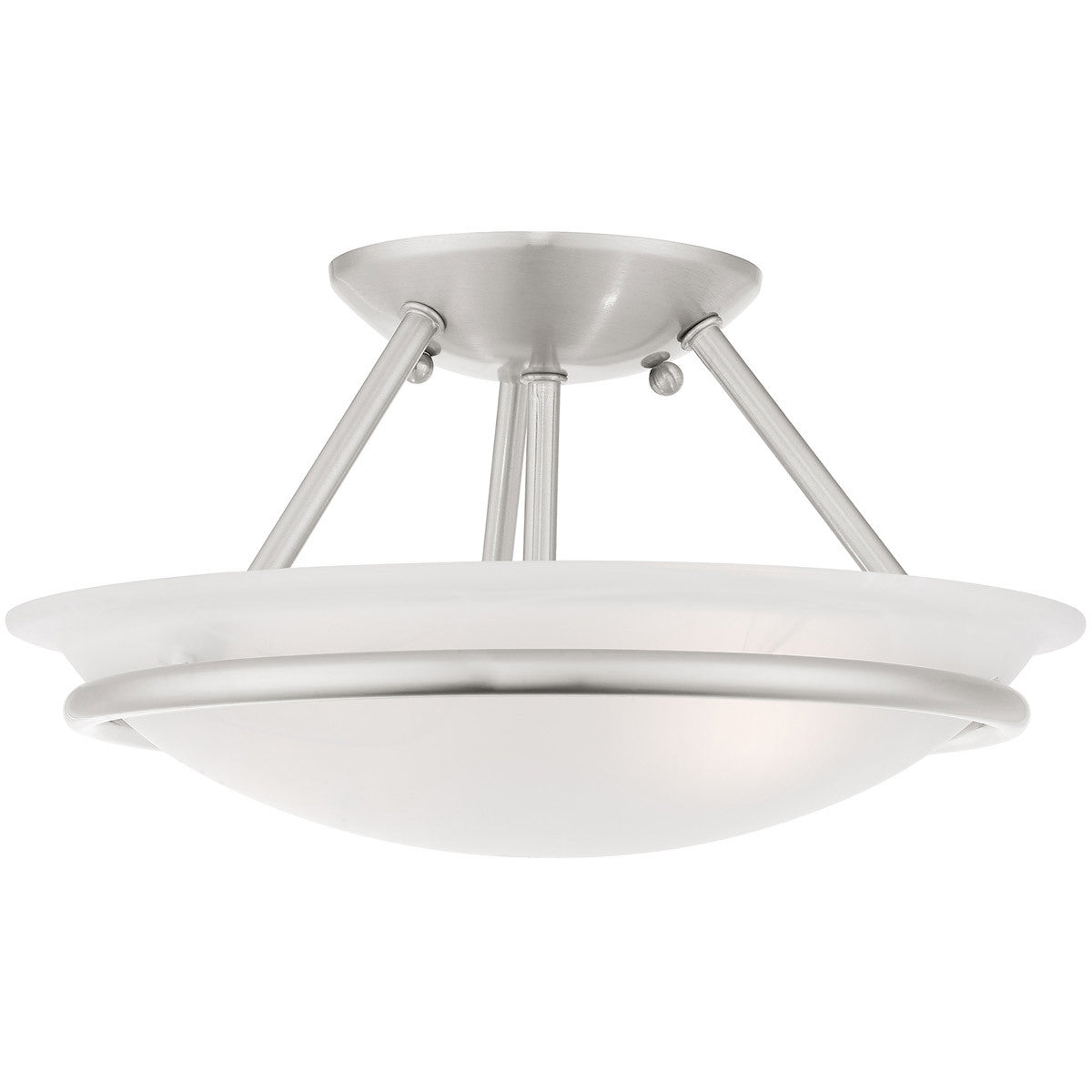 Livex Lighting Newburgh Collection 2 Light Brushed Nickel Ceiling Mount in Brushed Nickel 4823-91