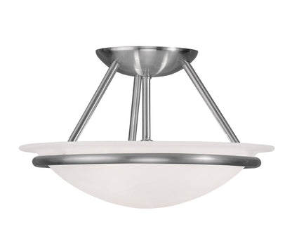 Livex Lighting Newburgh Collection 2 Light Brushed Nickel Ceiling Mount in Brushed Nickel 4823-91