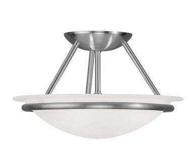 Livex Lighting Newburgh Collection 2 Light Brushed Nickel Ceiling Mount in Brushed Nickel 4823-91