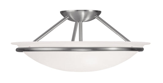 Livex Lighting Newburgh Collection 3 Light Brushed Nickel Ceiling Mount in Brushed Nickel 4824-91