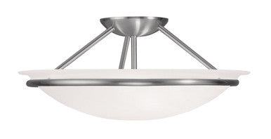 Livex Lighting Newburgh Collection 3 Light Brushed Nickel Ceiling Mount in Brushed Nickel 4824-91