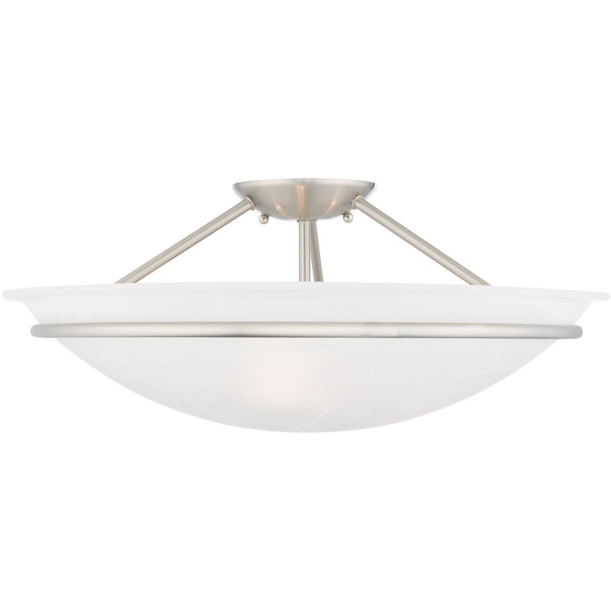 Livex Lighting Newburgh Collection 3 Light Brushed Nickel Ceiling Mount in Brushed Nickel 4825-91