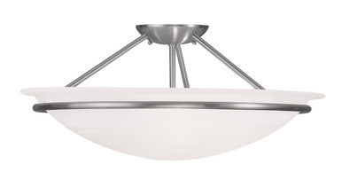 Livex Lighting Newburgh Collection 3 Light Brushed Nickel Ceiling Mount in Brushed Nickel 4825-91