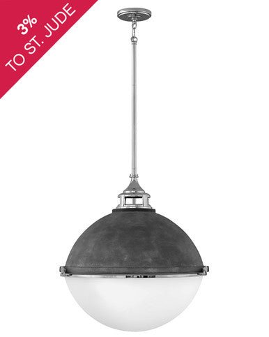 Hinkley Lighting Fletcher Large Orb Aged Zinc with Polished Nickel accent 4836DZ-PN