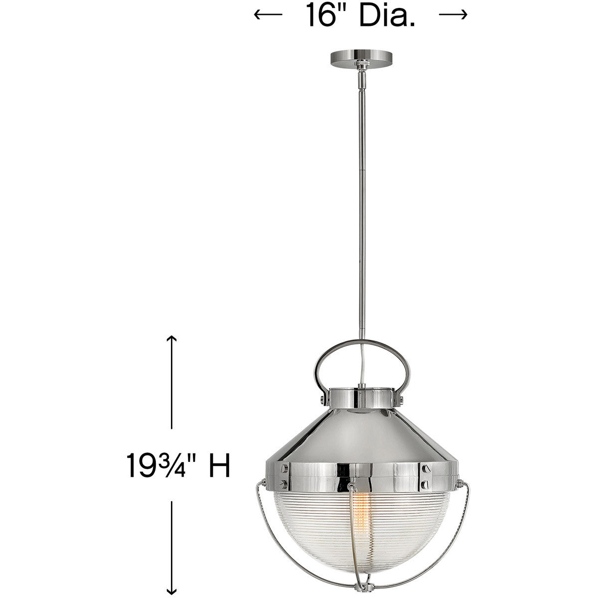 Hinkley Lighting Crew Medium Pendant Polished Nickel 4844PN