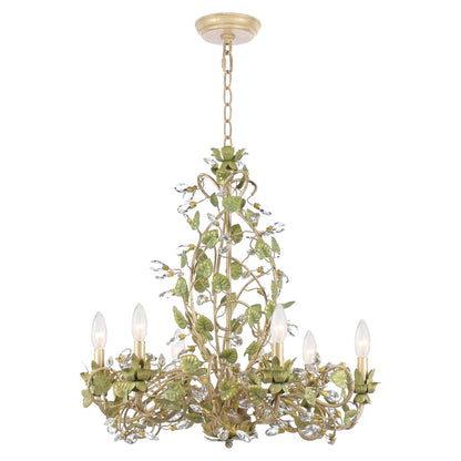 Crystorama Josie 6 Light Champagne Green Tea Chandelier 4846-CT