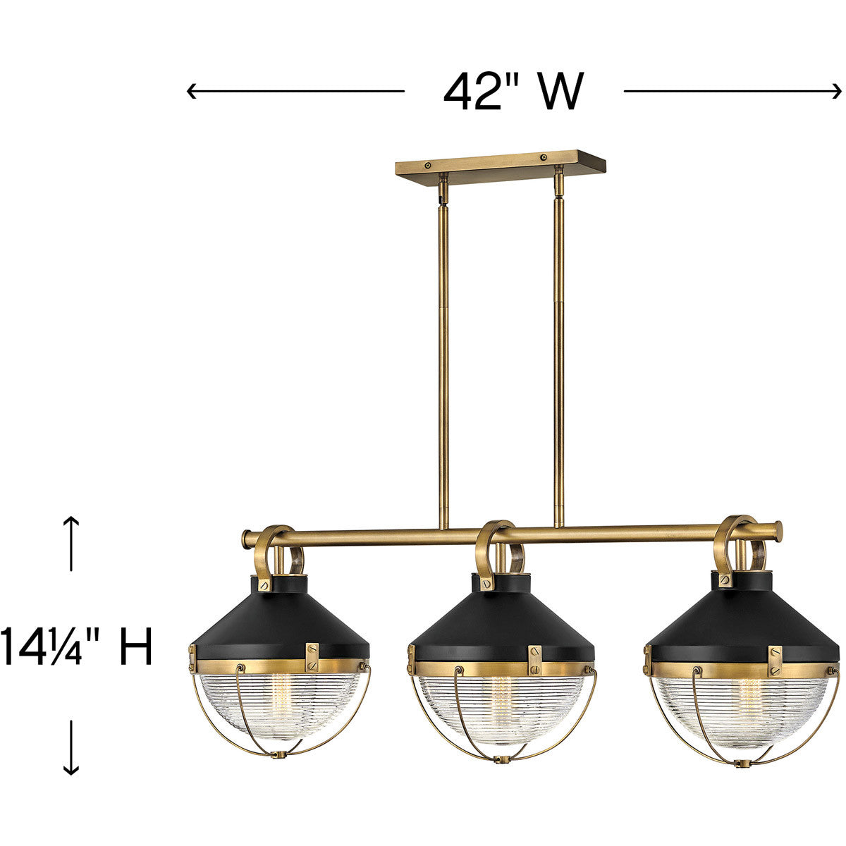 Hinkley Lighting Crew Three Light Linear Heritage Brass 4846HB