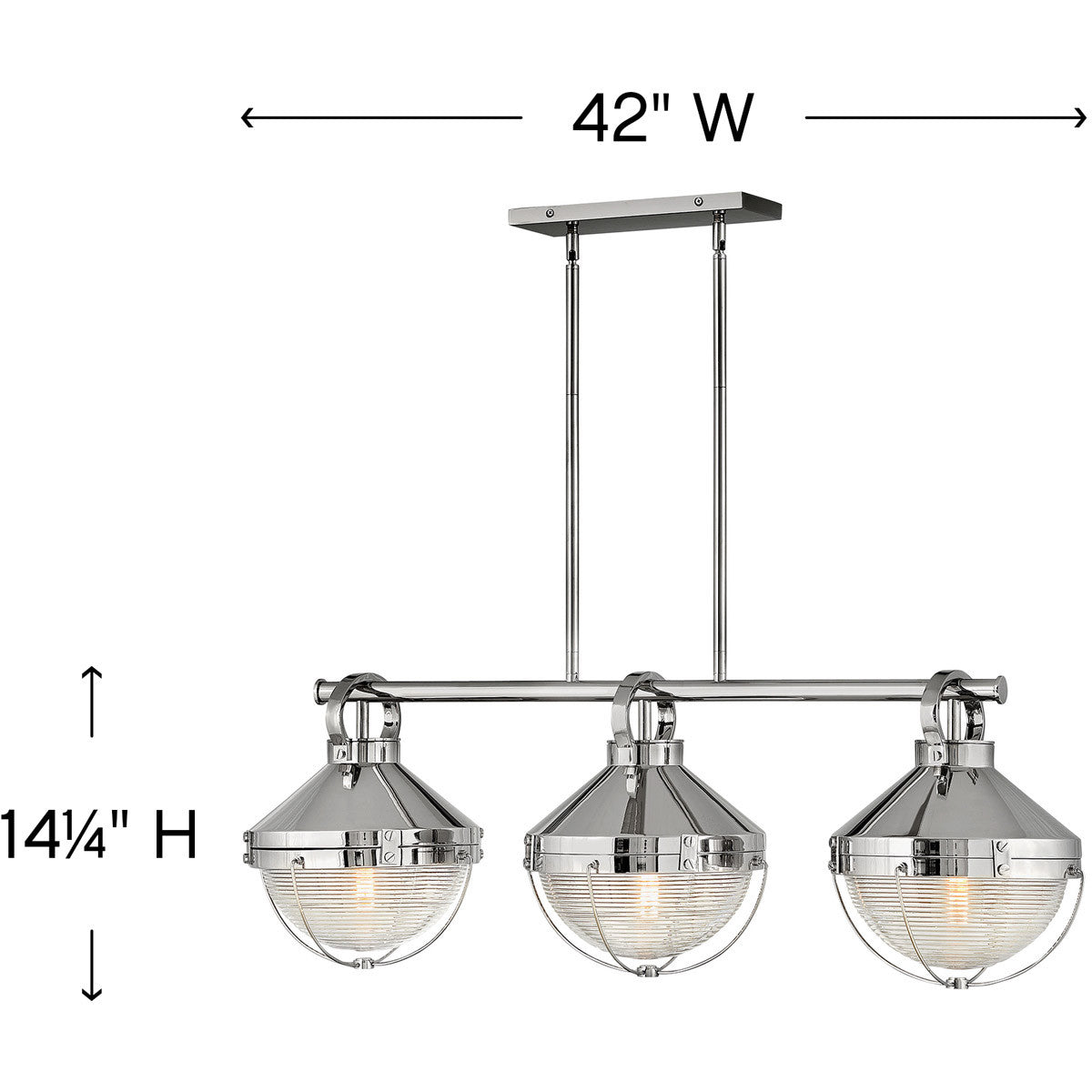 Hinkley Lighting Crew Three Light Linear Polished Nickel 4846PN