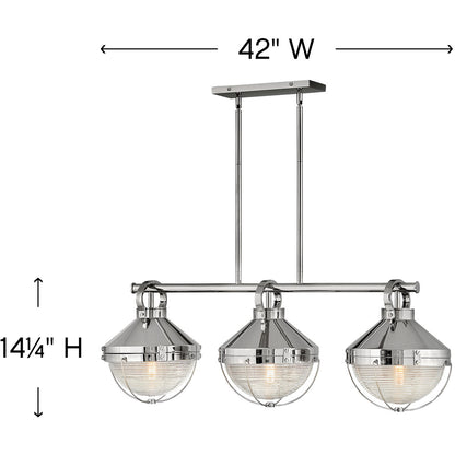 Hinkley Lighting Crew Three Light Linear Polished Nickel 4846PN