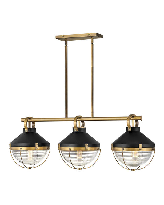 Hinkley Lighting Crew Three Light Linear Heritage Brass 4846HB