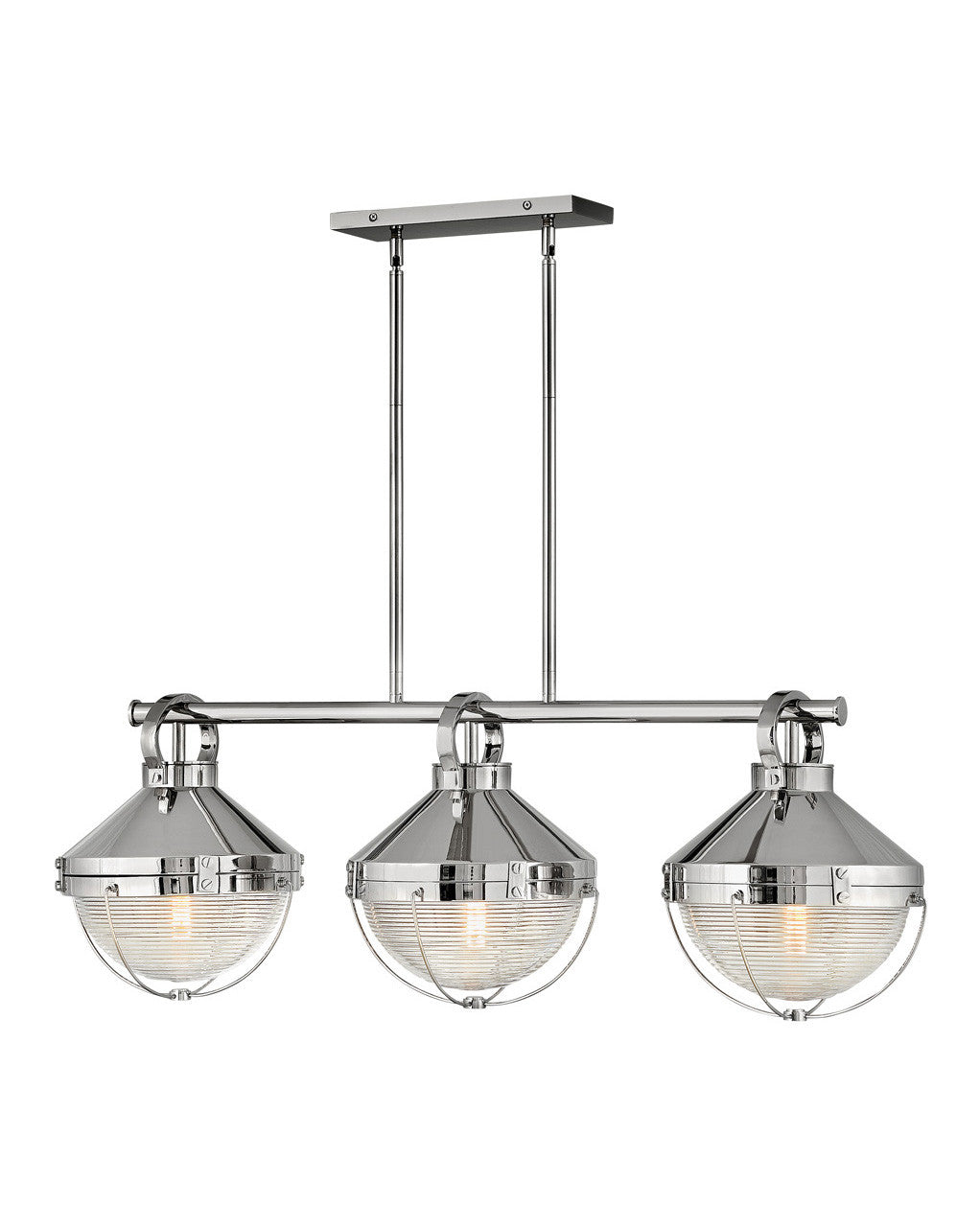 Hinkley Lighting Crew Three Light Linear Polished Nickel 4846PN