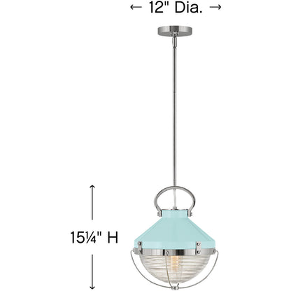 Hinkley Lighting Crew Small Pendant Polished Nickel with Robin's-Egg Blue 4847PN-REB