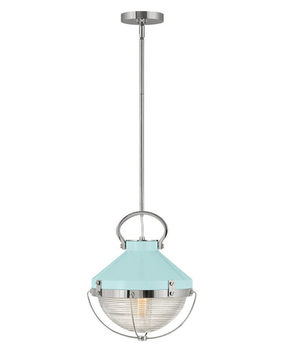 Hinkley Lighting Crew Small Pendant Polished Nickel with Robin's-Egg Blue 4847PN-REB