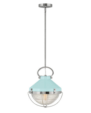 Hinkley Lighting Crew Small Pendant Polished Nickel with Robin's-Egg Blue 4847PN-REB