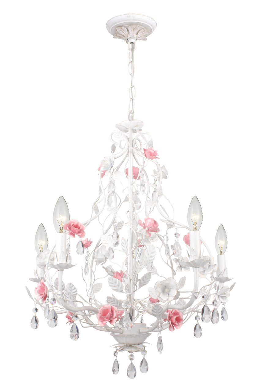 Crystorama Lola 5 Light Wet White Chandelier 4856-WW