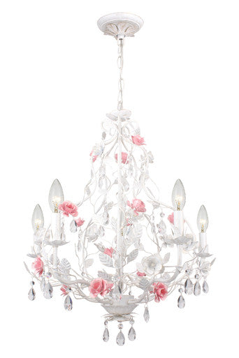 Crystorama Lola 5 Light Wet White Chandelier 4856-WW