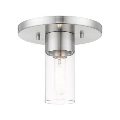 Livex Lighting Carson Collection  1 Light Brushed Nickel Flush Mount in Brushed Nickel 48761-91