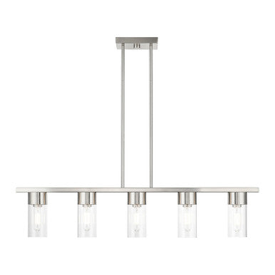 Livex Lighting Carson Collection  5 Light Brushed Nickel Linear Chandelier in Brushed Nickel 48765-91