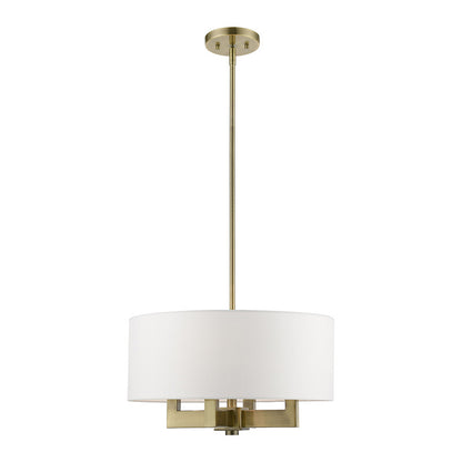 Livex Lighting Cresthaven Collection  4 Light Antique Brass Pendant Chandelier in Antique Brass 48784-01