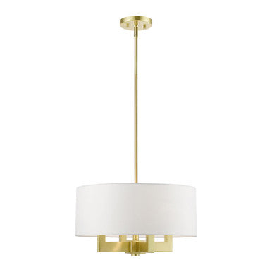 Livex Lighting Cresthaven Collection  4 Light Satin Brass Pendant Chandelier in Satin Brass 48784-12