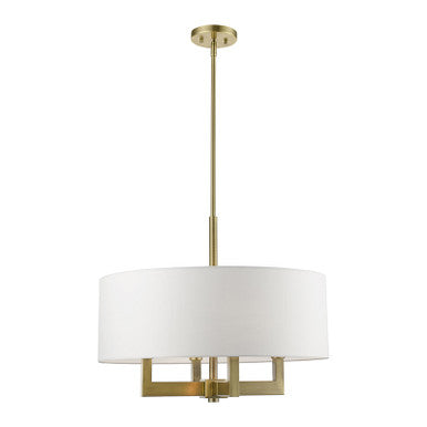 Livex Lighting Cresthaven Collection  4 Light Antique Brass Pendant Chandelier in Antique Brass 48786-01