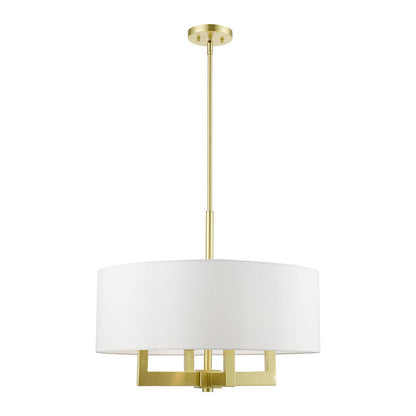 Livex Lighting Cresthaven Collection  4 Light Satin Brass Pendant Chandelier in Satin Brass 48786-12